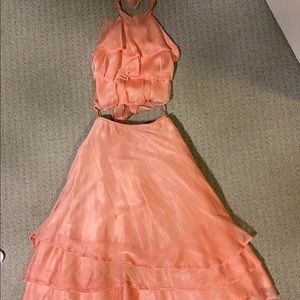 2 Piece Faux Satin Dress